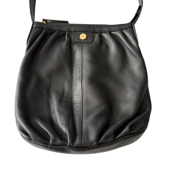 Lodis Black Leather Crossbody Bag Adjustable Strap Interior Staining AS IS - Picture 2 of 14